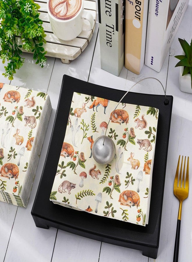 JarThenaAMCS مناديل ورقية من JarThenaAMCS، عبوة من 80 منديل، بتصميم حيوانات الغابة، بنقشة الفطر، للاستخدام مرة واحدة، ألوان مائية، مزخرفة بنمط الغابة، مثالية لحفلات الغداء والعشاء، لتزيين الطاولة، مقاس 6.5 × 6.5 بوصة - Image 3